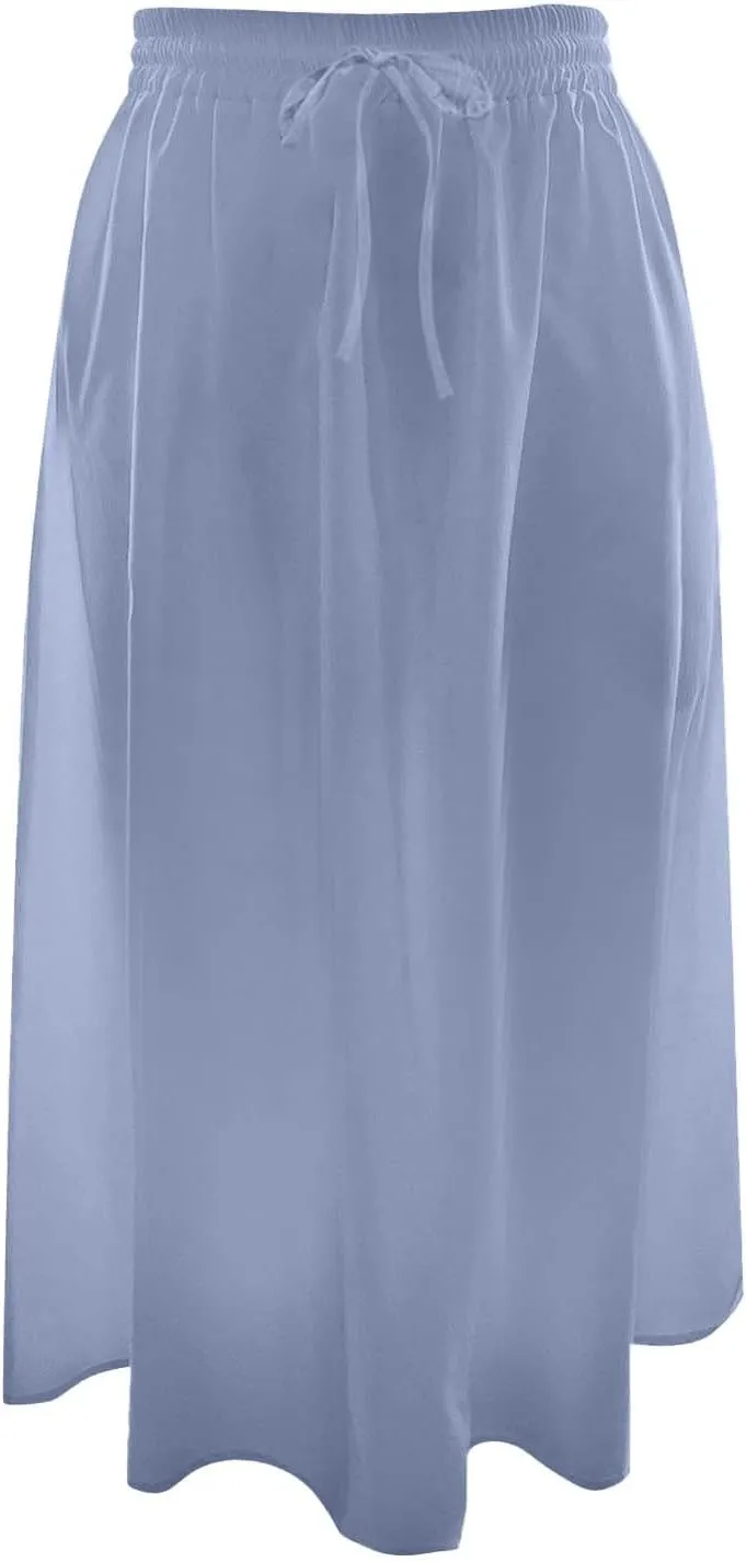Maxi Skirts for Women 2025 Elegant Boho Pleated Skirt Elastic High Waisted Casual Summer Pockets A Line Dresses Outfits