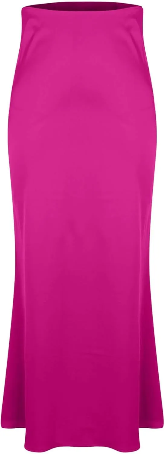 Maxi Skirts for Women Smooth Stain A Line Pure Skirt Hide Zip Trendy Skirts Stretch Long Comfort Casual Skirt