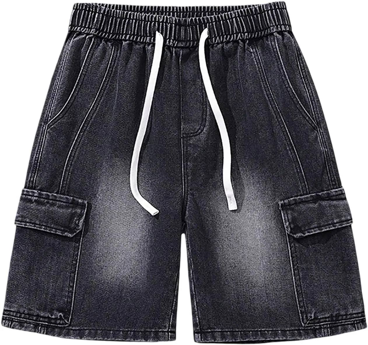 Men Baggy Denim Jorts Y2K Vintage Loose Hip Hop Jean Shorts Wide Leg Long Jeans with Pockets Streetwear
