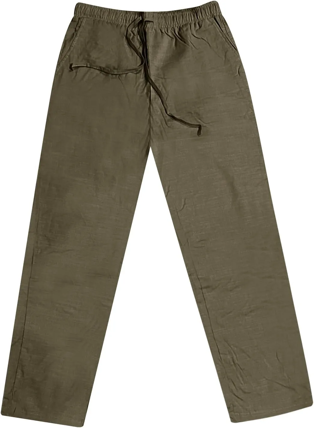 Mens Casual Pants Elastic Waist Drawstring Lightweight Slacks Loose Summer Beach Yoga Trousers Straight Leg Pants