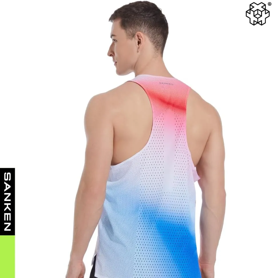 Men's Seamless Running Tank Tops Ultra Lightweight Marathon Singlets Breathable Race Vests Quick Dry Sleeveless Shirt