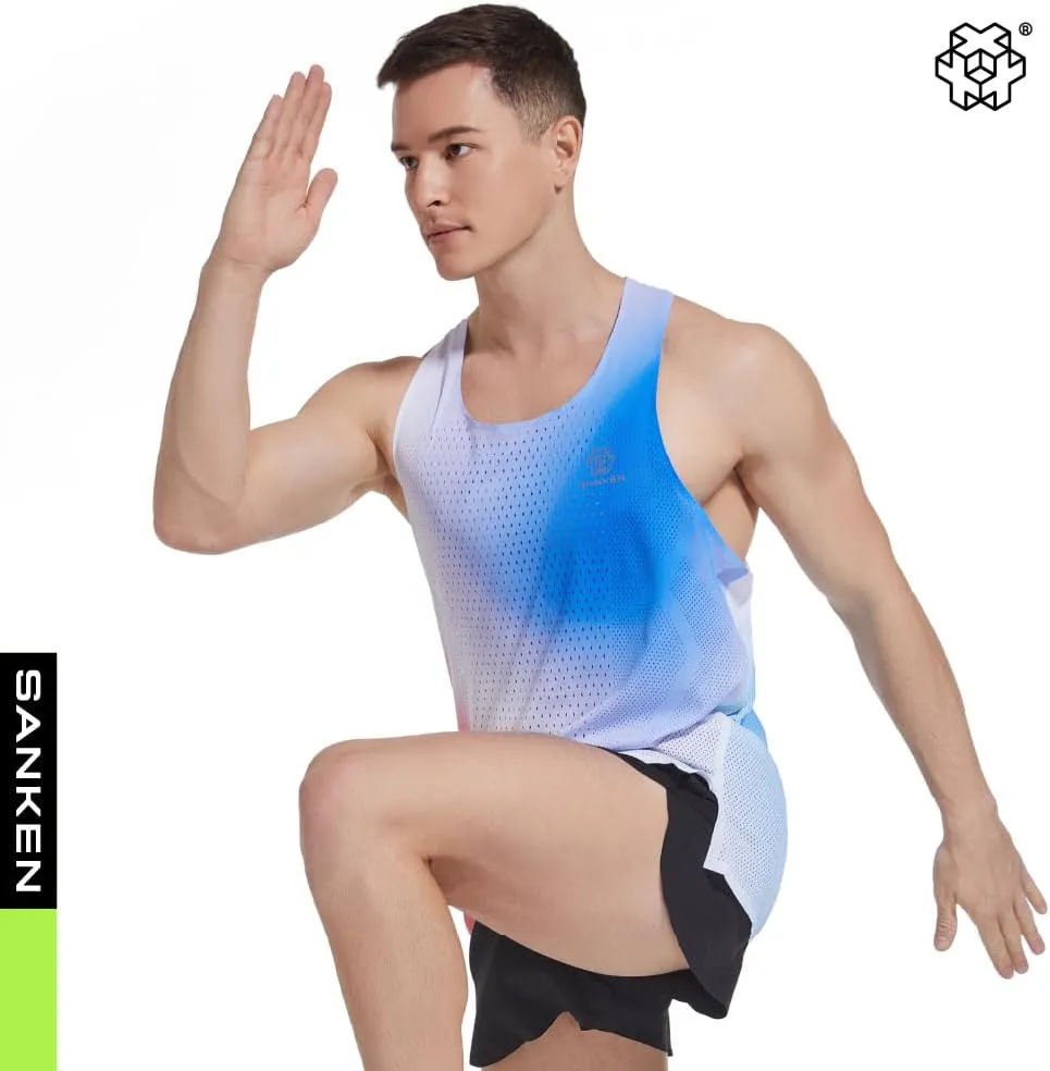 Men's Seamless Running Tank Tops Ultra Lightweight Marathon Singlets Breathable Race Vests Quick Dry Sleeveless Shirt