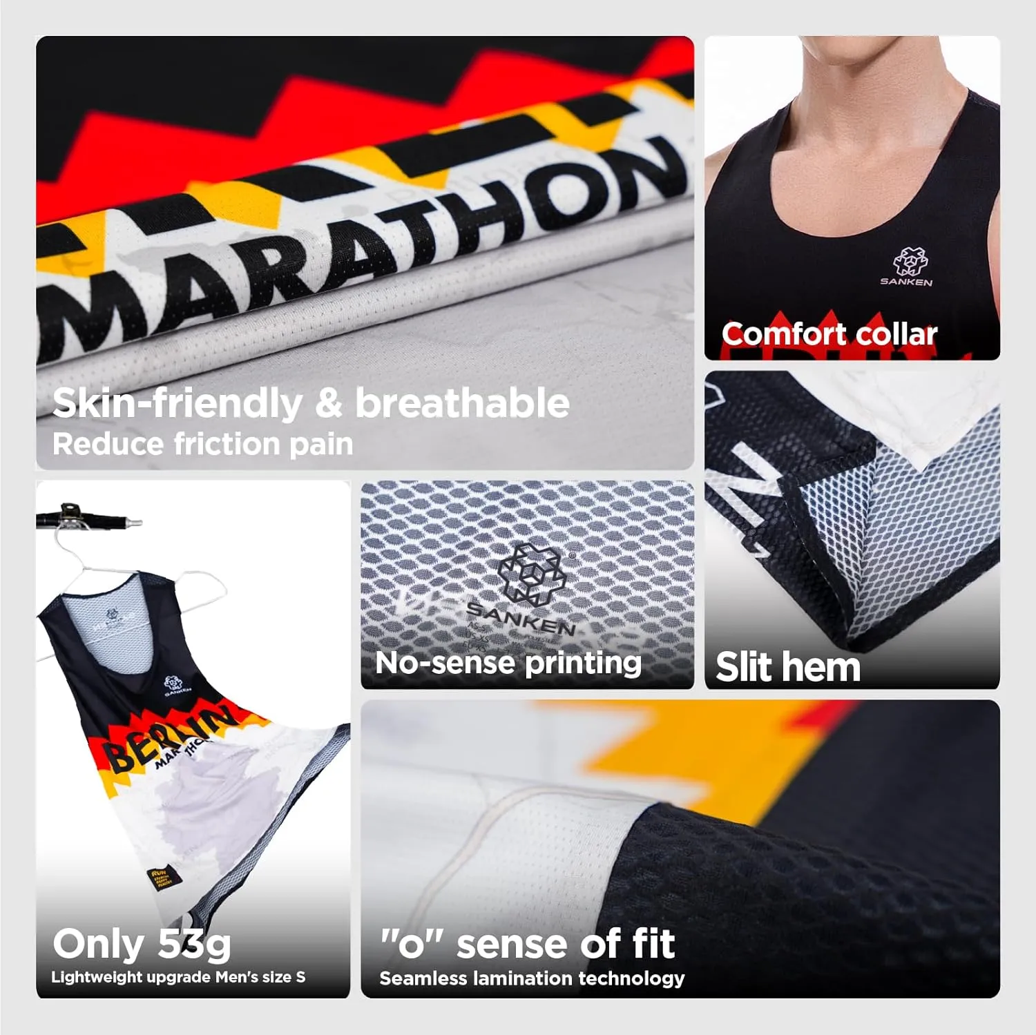 Men's Seamless Running Tank Tops Ultra Lightweight Marathon Singlets Breathable Race Vests Quick Dry Sleeveless Shirt