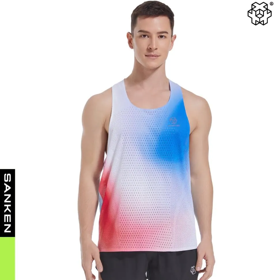 Men's Seamless Running Tank Tops Ultra Lightweight Marathon Singlets Breathable Race Vests Quick Dry Sleeveless Shirt