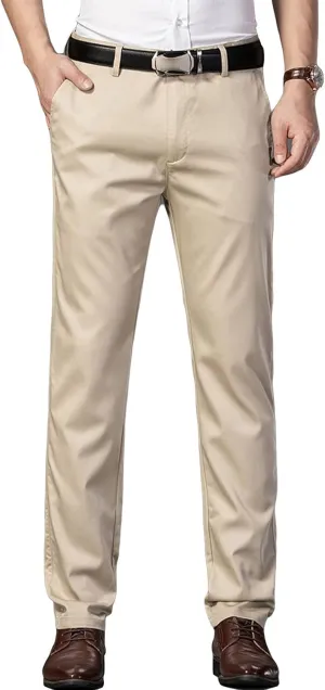 Men's Slim Fit Flat Front Pant Relaxed Business Dress Pant Chino Pant Skinny Fit Stretch Weddings Dress Pant