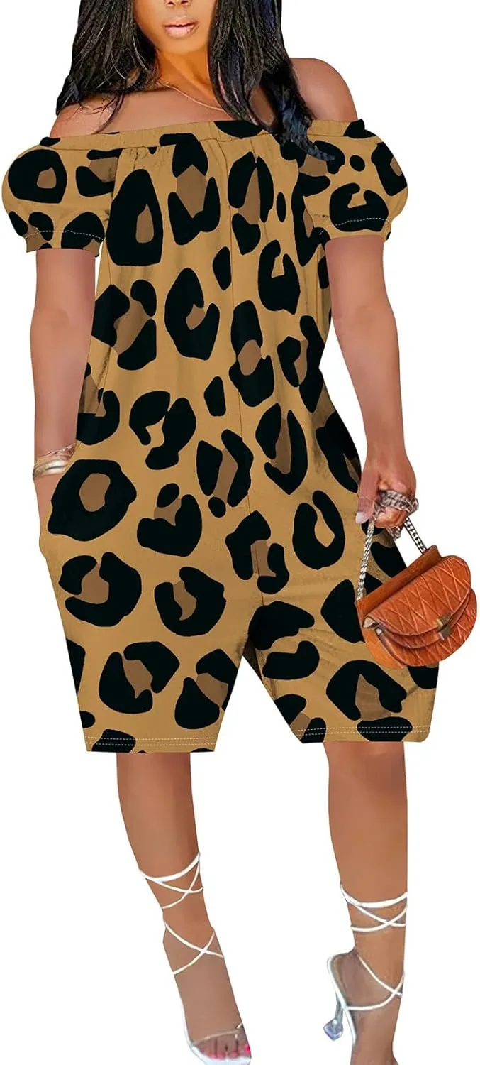 MESLIMA Women's Loose Fit Elastic Off Shoulder Beam Foot Long Sleeve Jumpsuit Rompers with Pockets Plus Size