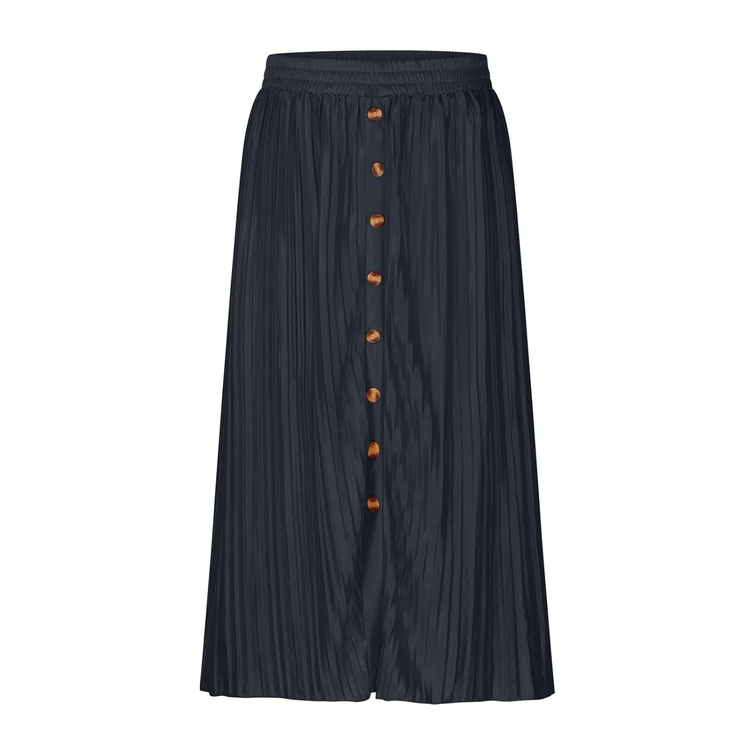 Midi Skirts for Women Casual Summer Beach Vacation High Elastic Waist Front Button A-Line Pleated Flowy Skirts