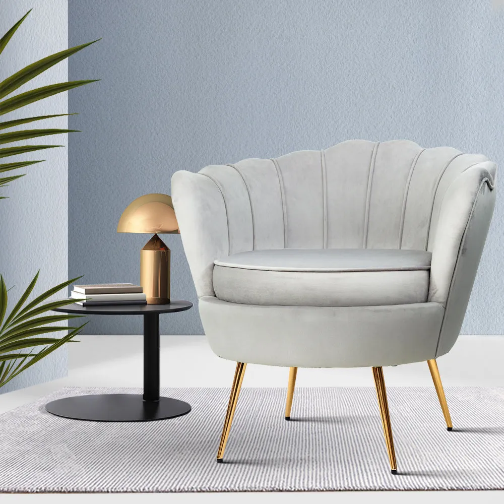 Mirabell Accent Velvet Shell Back Seat Lounge Armchair - Grey
