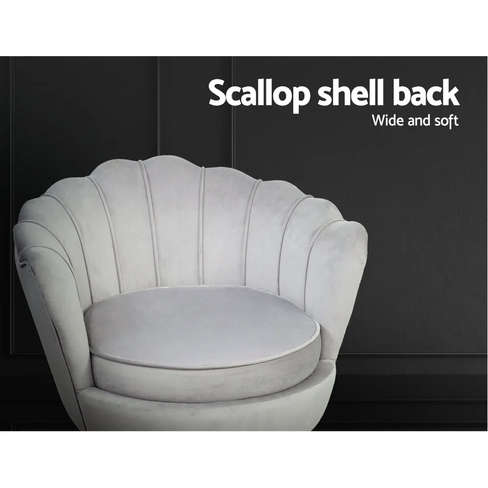 Mirabell Accent Velvet Shell Back Seat Lounge Armchair - Grey