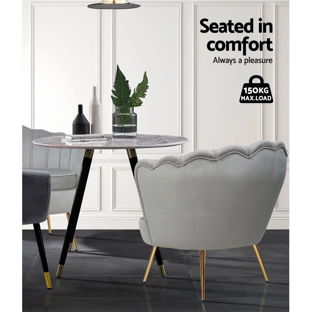 Mirabell Accent Velvet Shell Back Seat Lounge Armchair - Grey