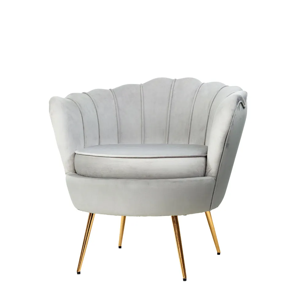 Mirabell Accent Velvet Shell Back Seat Lounge Armchair - Grey