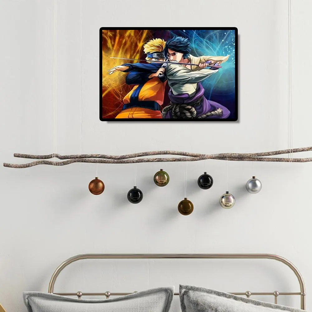 Naruto Fighting Cartoon - Full Round Diamond - 45x30CM