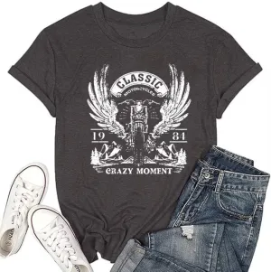 Nashville Country Concert Music T Shirts for Women Guitar Eagle Wing Graphic Short Sleeve Vintage Casual Girl Tee Tops