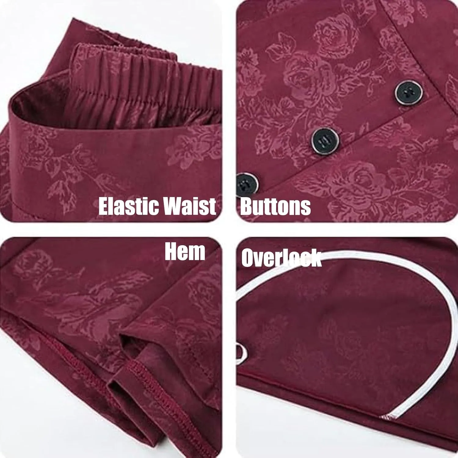 New Designable Ice Silk Palazzo Pants Cool & Comfy Palazzo Pants for Women, Rose Print High Waist Wide Leg Cropped Trousers