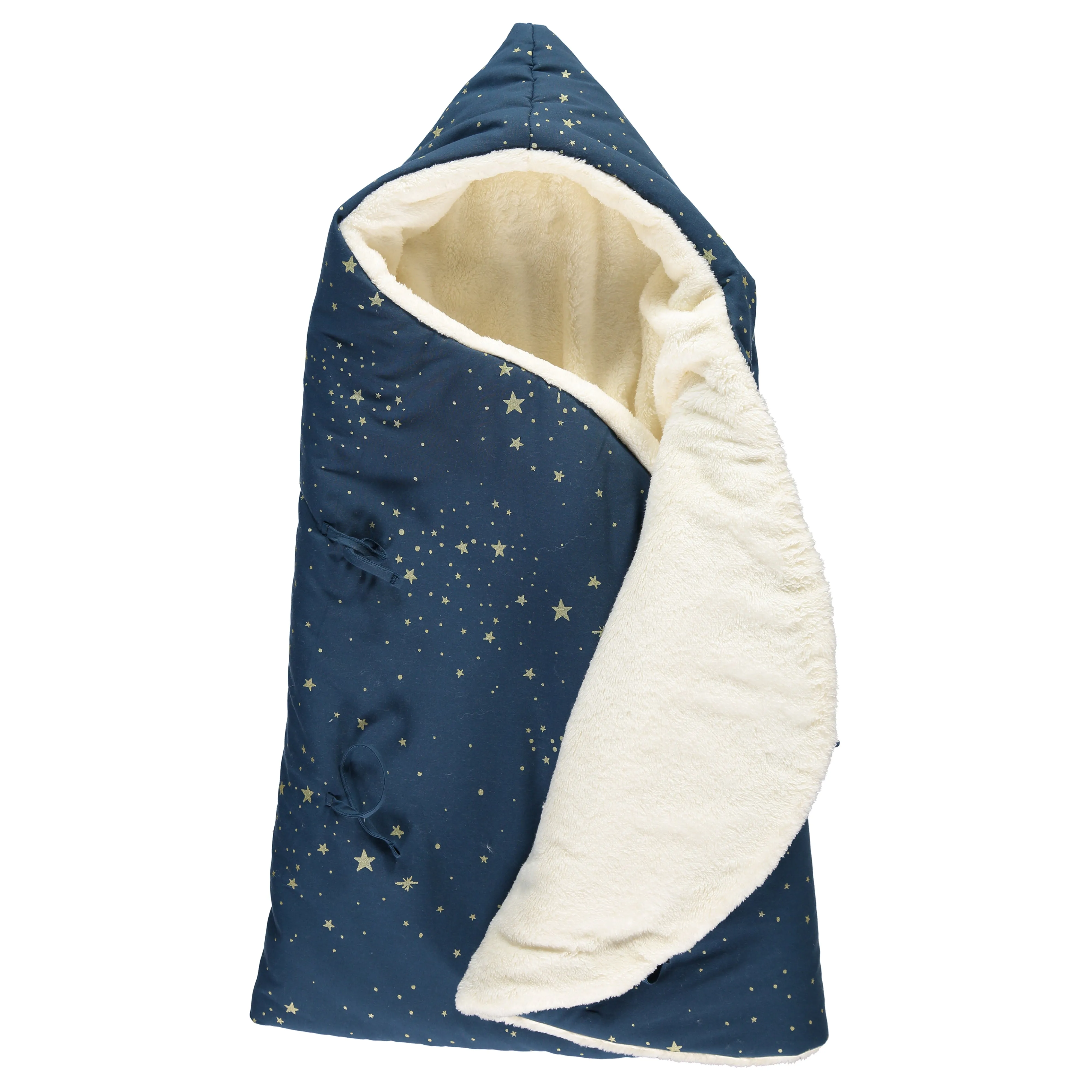 nobodinoz Cozy Stella Winter Baby Nest Bag Gold Stella / Night Blue