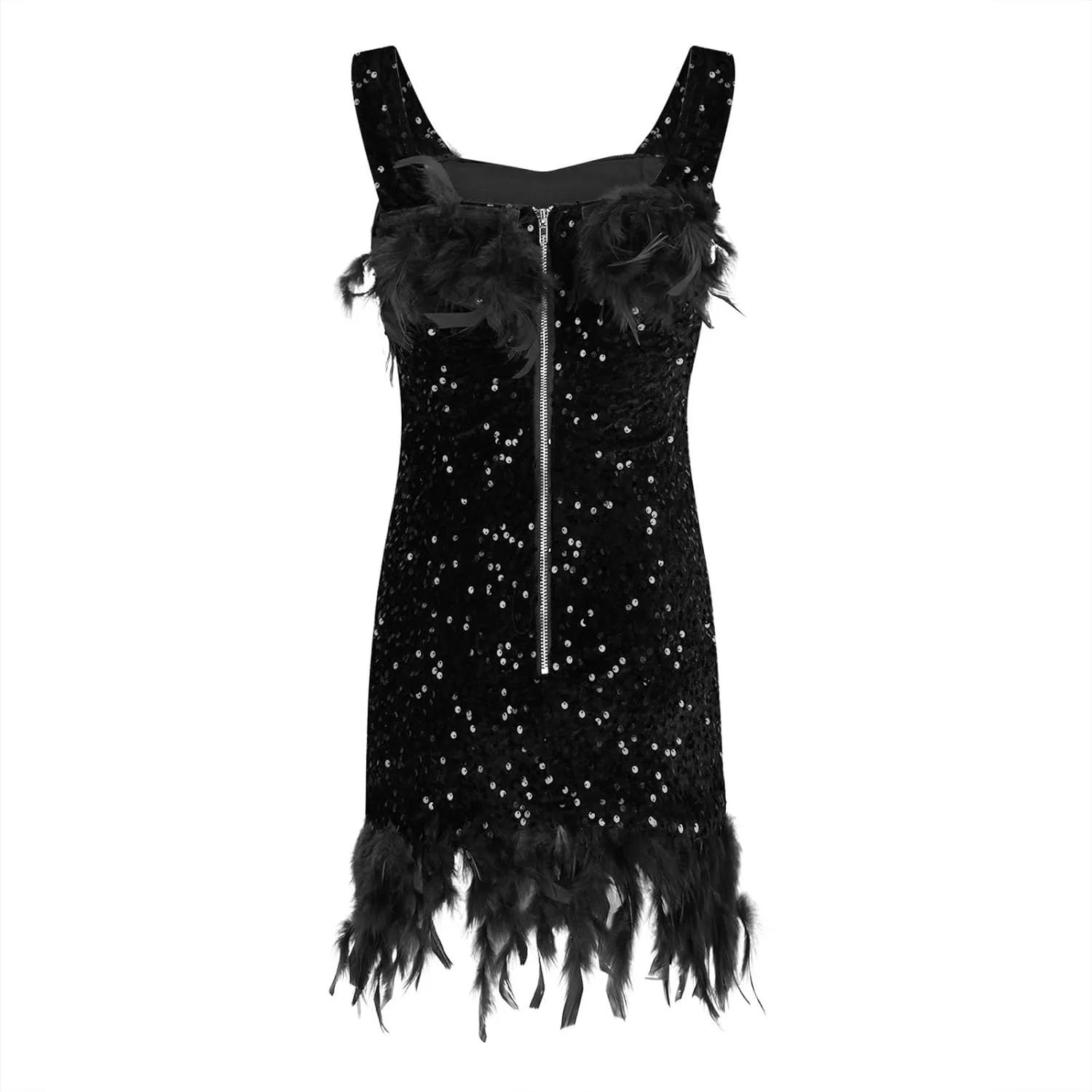 Oplxuo Sequins Feather Short Birthday Party Dresses for Women Off Shoulder Bodycon Dress Plus Size Cocktail Evening Gowns