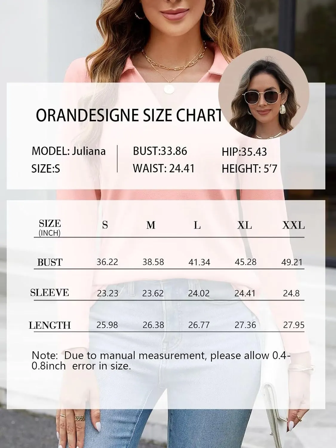ORANDESIGNE Women's Long Sleeve Polo Shirts Casual Color Block V Neck Tops Fall Collar Ladies Tunics Tees