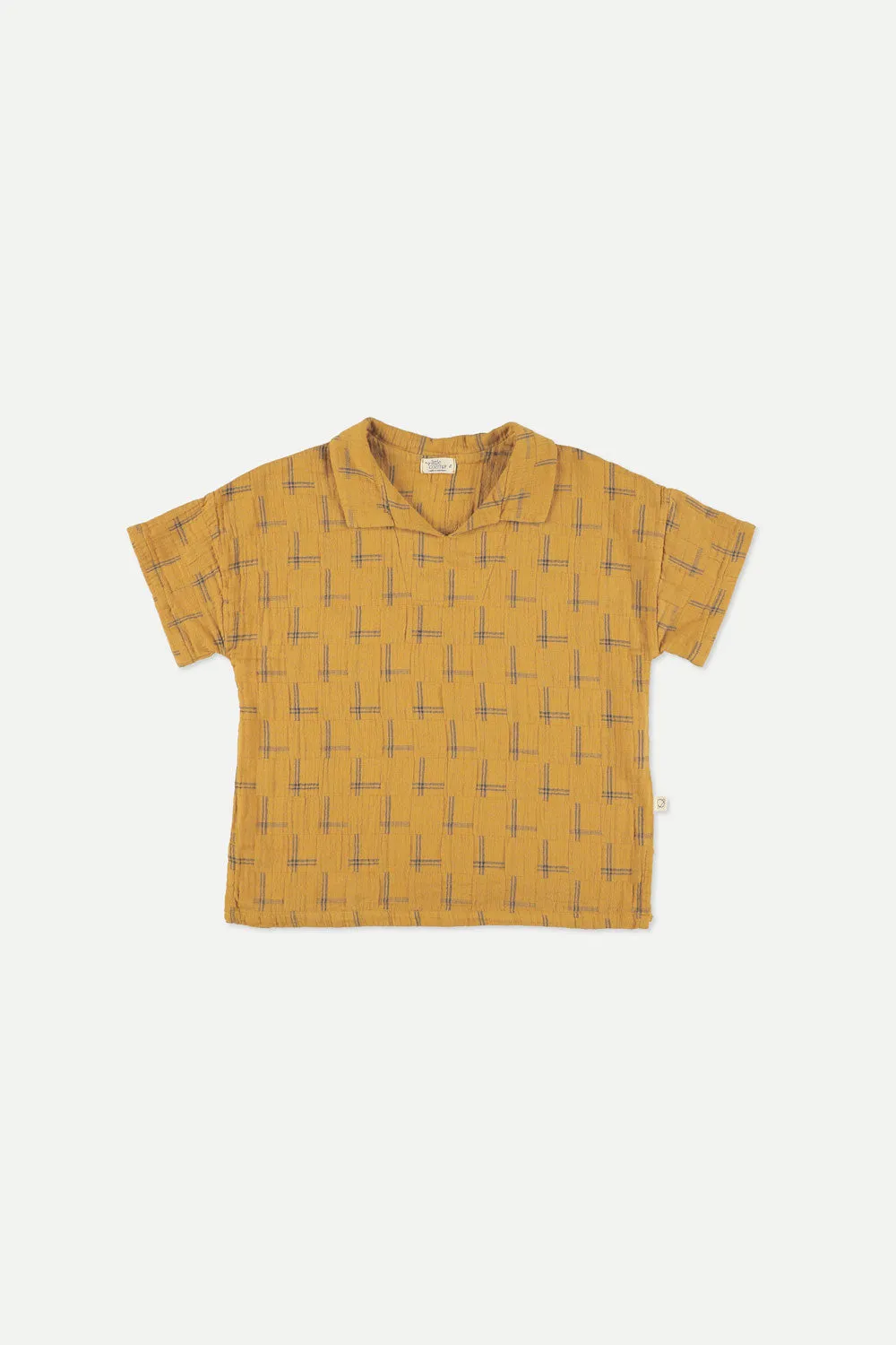 Organic plaid muslin polo shirt