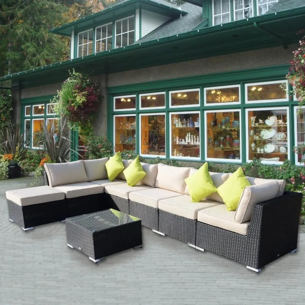 Outsunny Rattan Sofa Set 8 Piece - Black