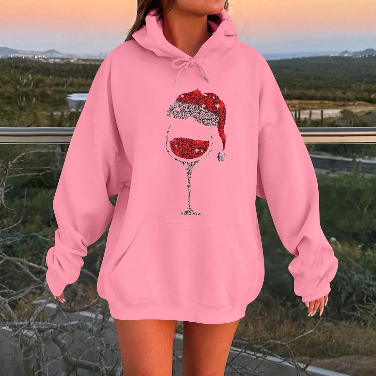 Oversized Hoodies For Women Plus Size Sweatshirt Trendy Pullover Long Sleeve Drawstring With Pockets Winter Clothes