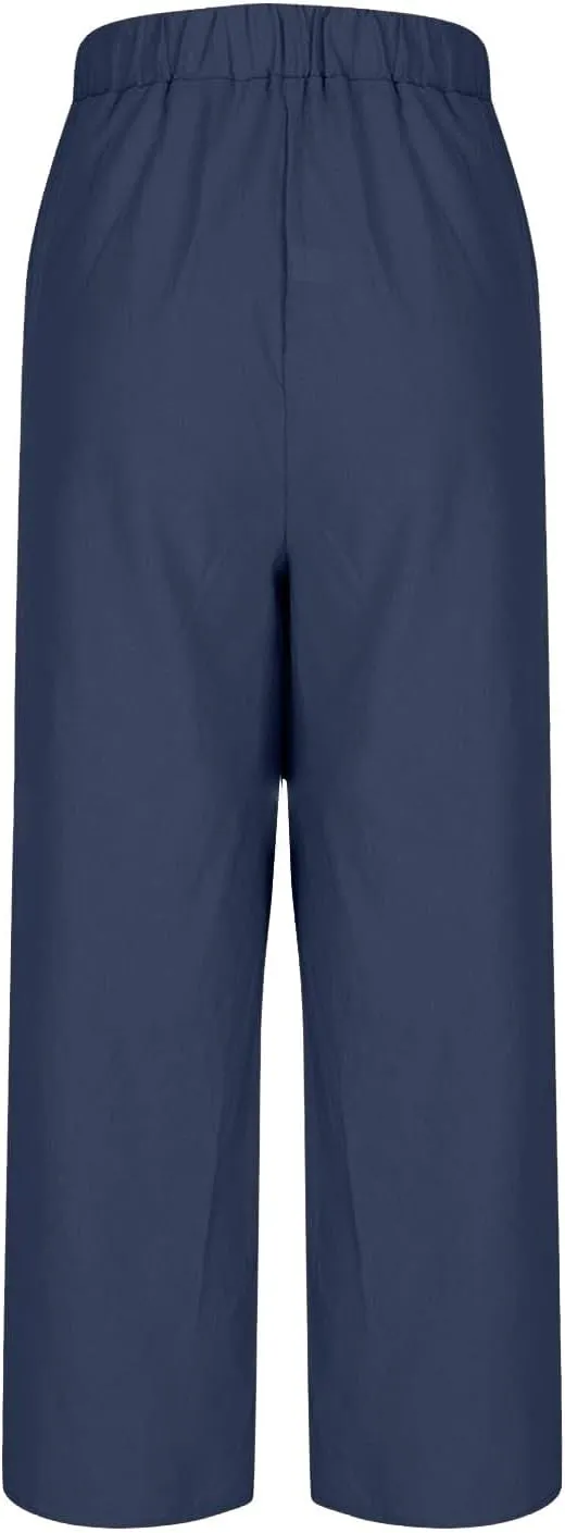 Palazzo Pants for Women Casual High Waist Wide Leg Trousers Baggy Breathable Summer Going Out Hiking Pant with Pocket