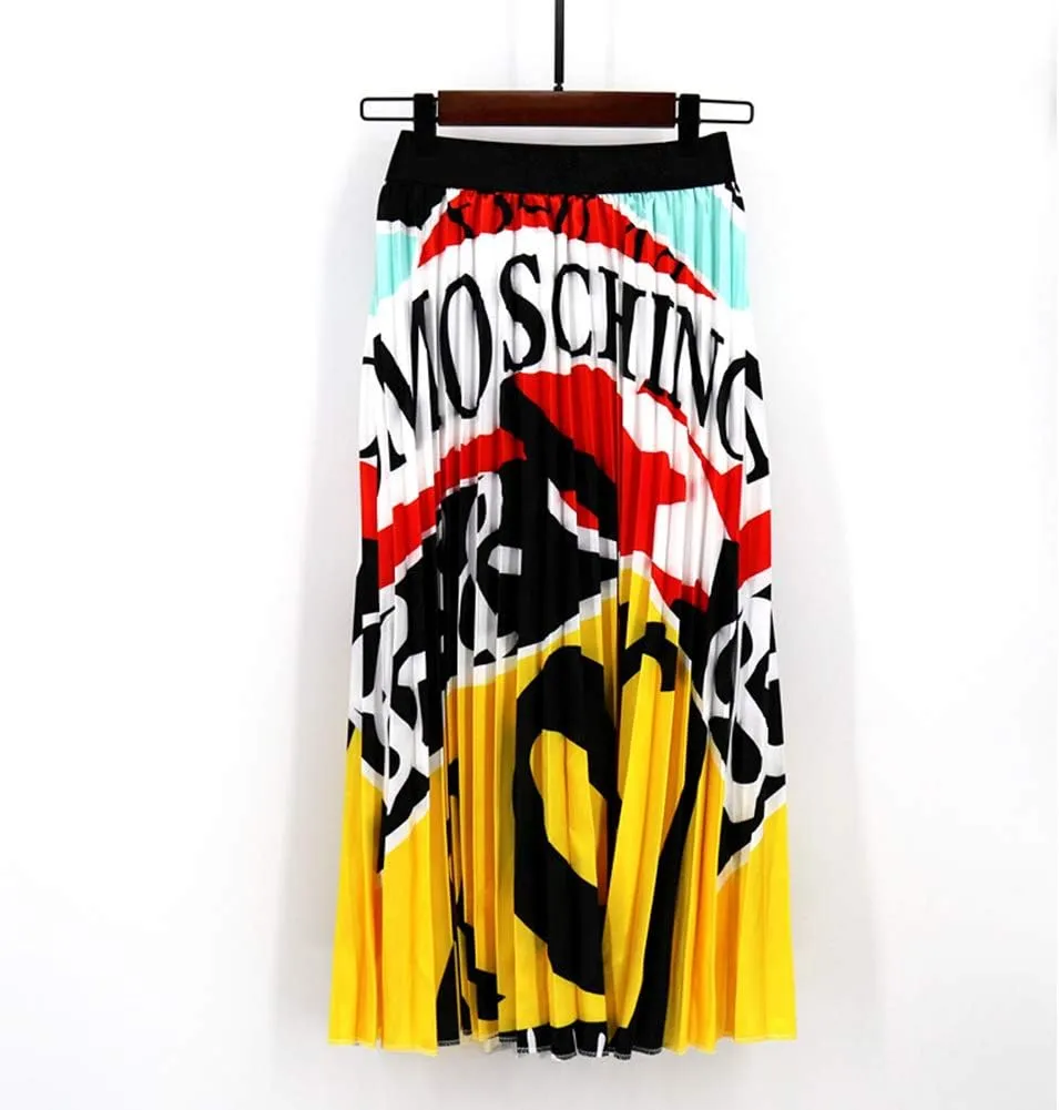 Pleated Skirt for Women Fashion Cartoon Print A-Line Skirt Vintage Skirts