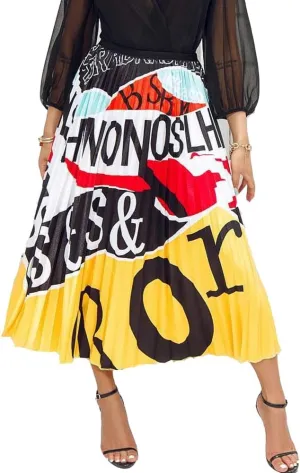 Pleated Skirt for Women Fashion Cartoon Print A-Line Skirt Vintage Skirts