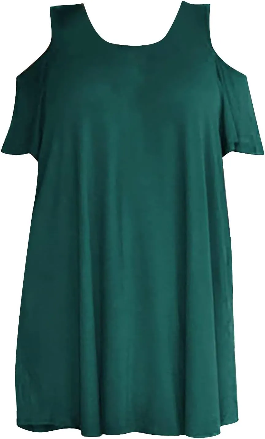 Plus Size Dresses for Curvy Women 2025 Summer Casual Short Sleeve Tshirt Midi Dress with Pockets Beach Vacation Dress