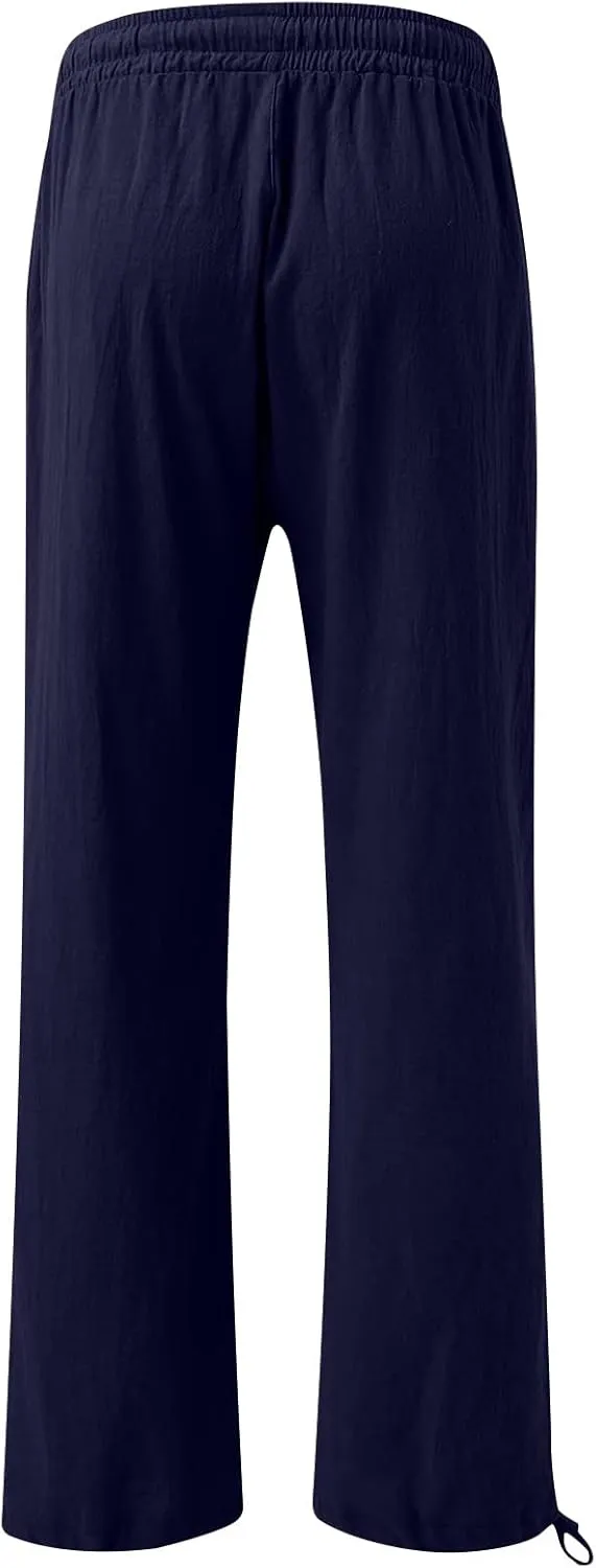 Plus Size Solid Relaxed Crinkle Pants Wide Leg Casual Summer High Waist Trousers Fashion Work Office Cropped Pant