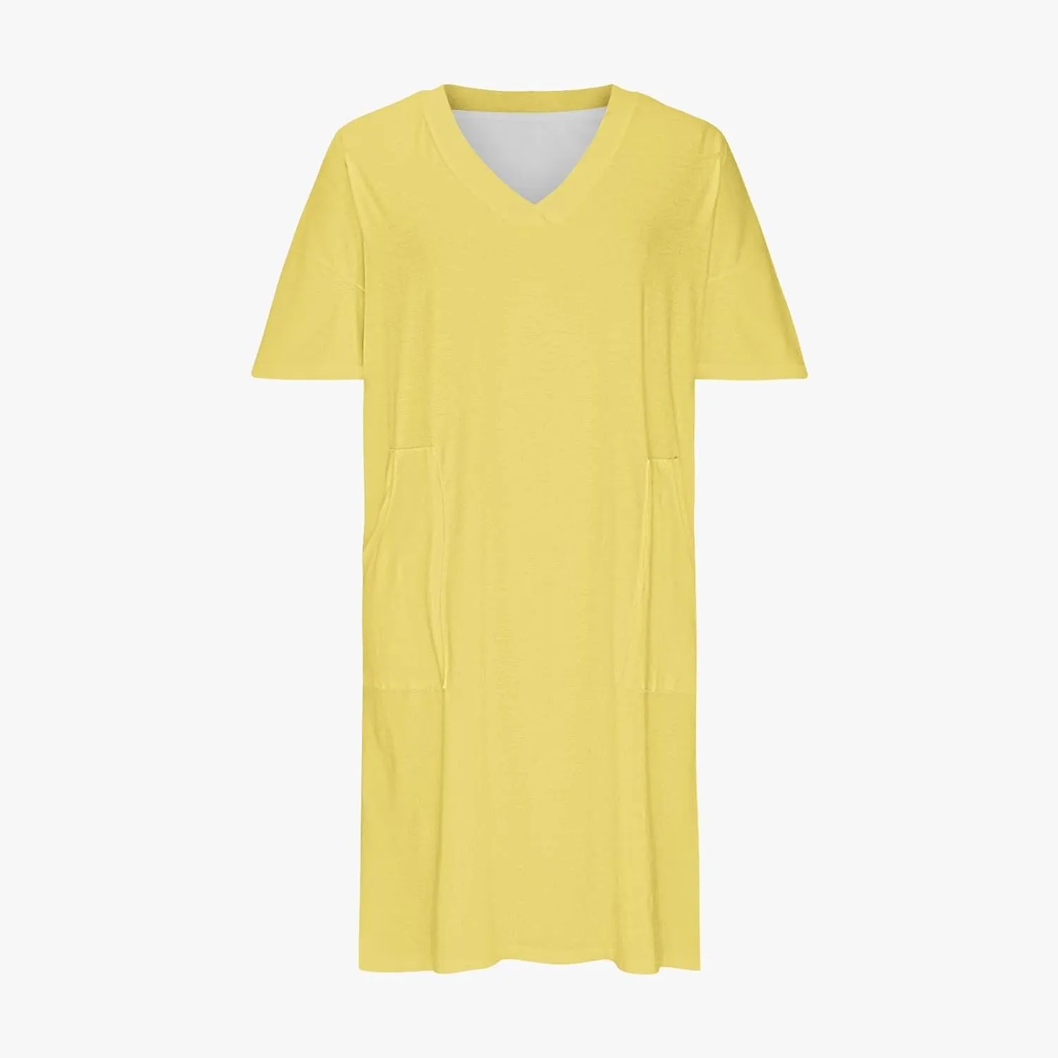 Plus Size Summer Dresses for Women 2024 Midi Dresses Short Sleeve Tshirt Dress Sexy V Neck Dresses with Pocket, Small