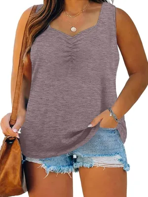 Plus Size Tank Tops for Women Summer Sleeveless Sweetheart Neck Casual Tunics Shirts