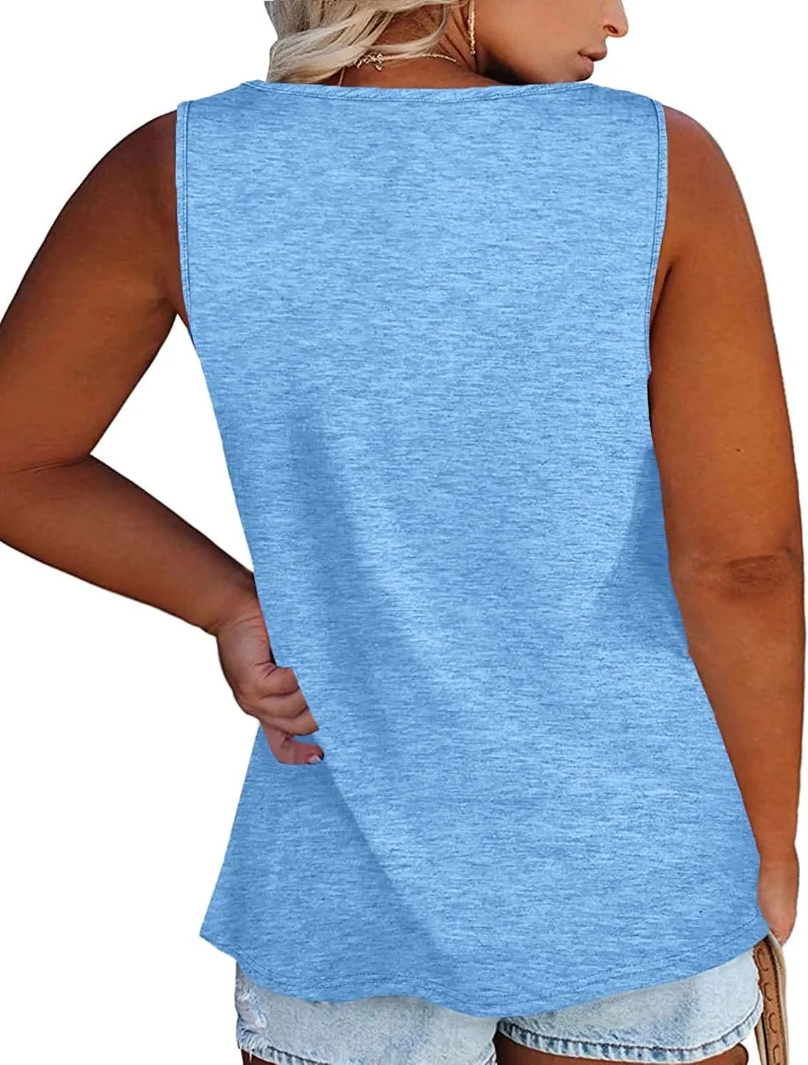 Plus Size Tank Tops for Women Summer Sleeveless Sweetheart Neck Casual Tunics Shirts