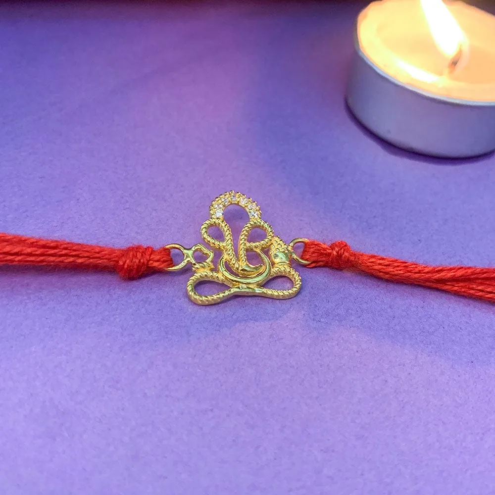 Pure 92.5 Silver Gold Plated Ganesha Rakhi