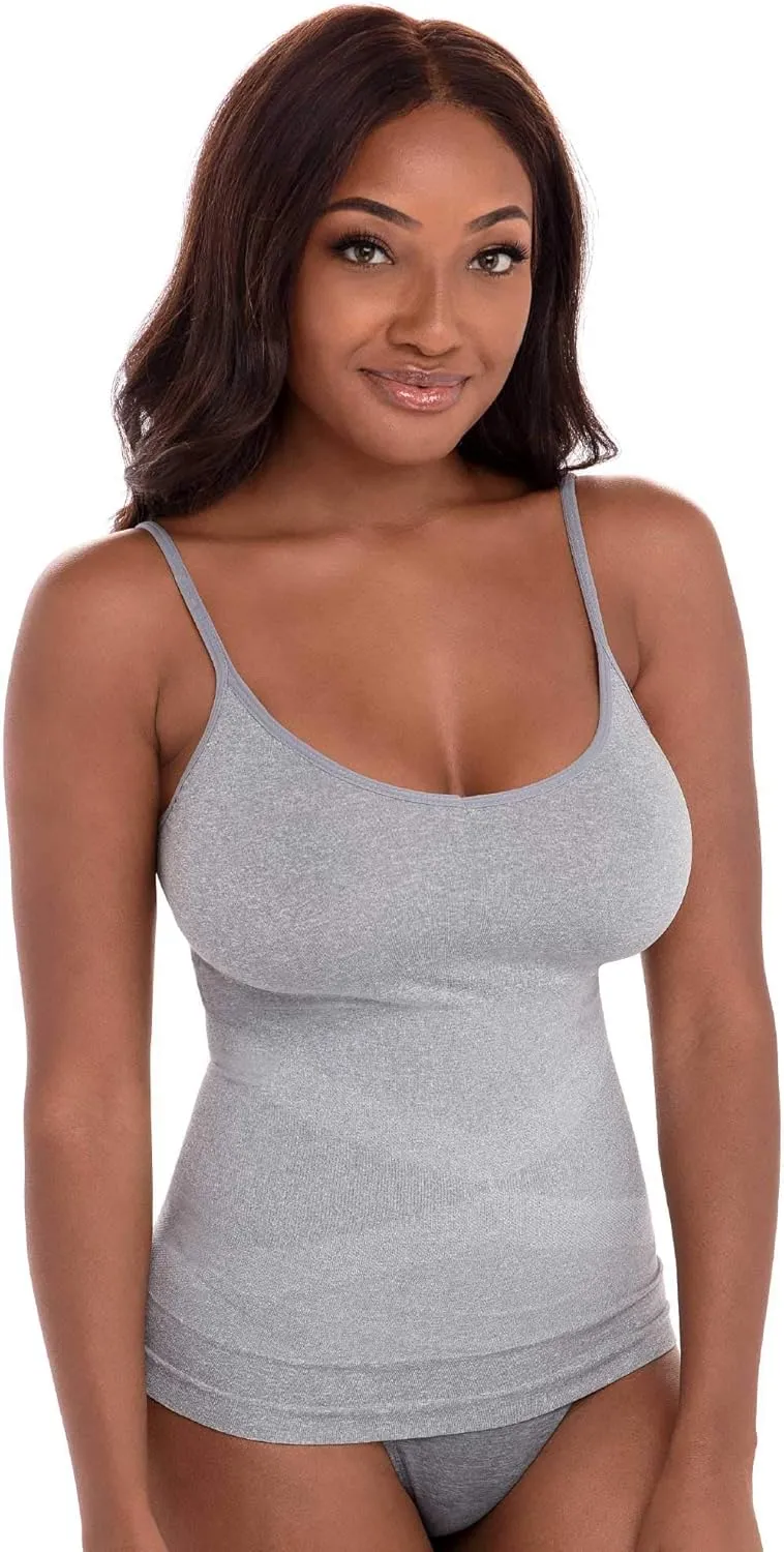 Rene Rofe 4-Pack Seamless Tummy Control Compression Camisoles with Adjustable Straps - Slim Fit, Lightweight, and Breathable
