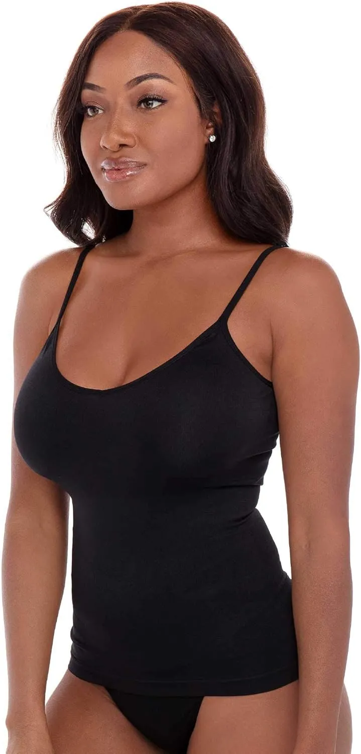 Rene Rofe 4-Pack Seamless Tummy Control Compression Camisoles with Adjustable Straps - Slim Fit, Lightweight, and Breathable