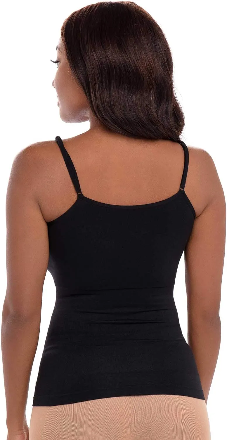 Rene Rofe 4-Pack Seamless Tummy Control Compression Camisoles with Adjustable Straps - Slim Fit, Lightweight, and Breathable