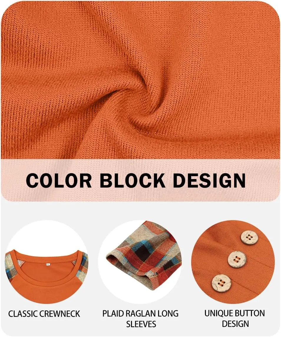 RITERA Plus Size Tops for Women Color Block Long Sleeve Shirts Casual Crewneck Tunics Fall Winter XL-5XL