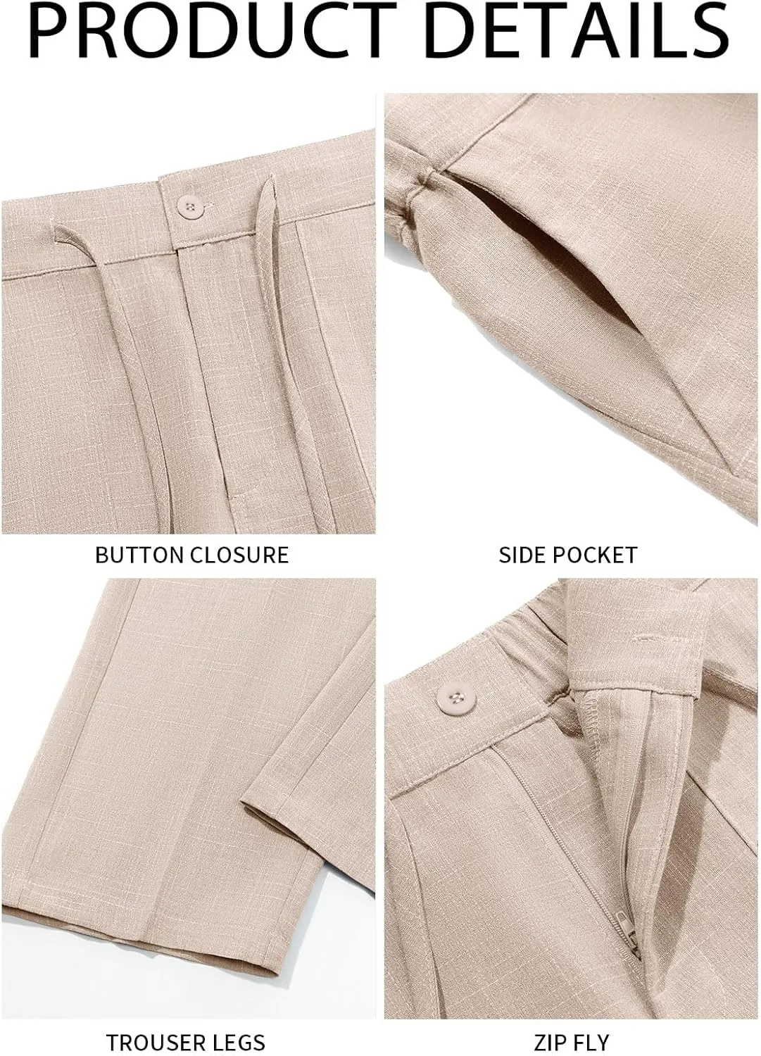 Runcati Mens Casual Pants Elastic Waist Drawstring Pants Lightweight Summer Beach Yoga Linen Trousers