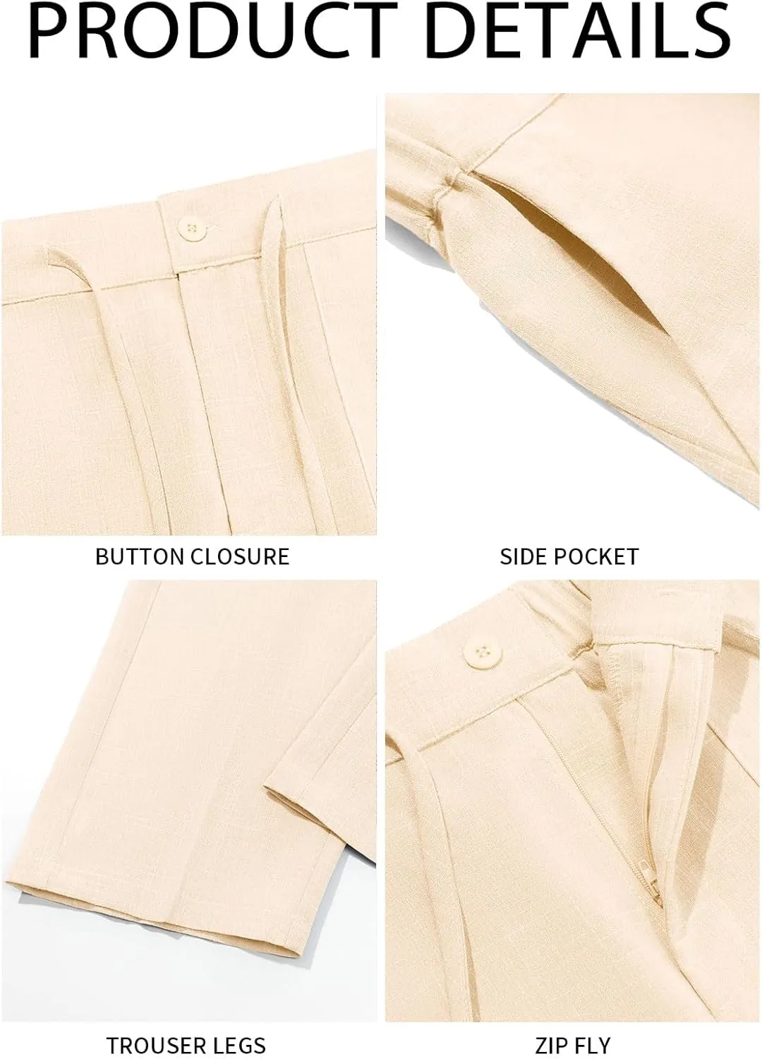 Runcati Mens Casual Pants Elastic Waist Drawstring Pants Lightweight Summer Beach Yoga Linen Trousers