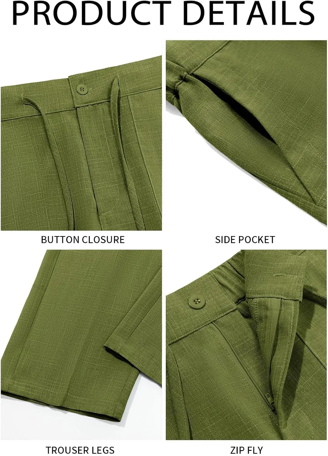 Runcati Mens Casual Pants Elastic Waist Drawstring Pants Lightweight Summer Beach Yoga Linen Trousers