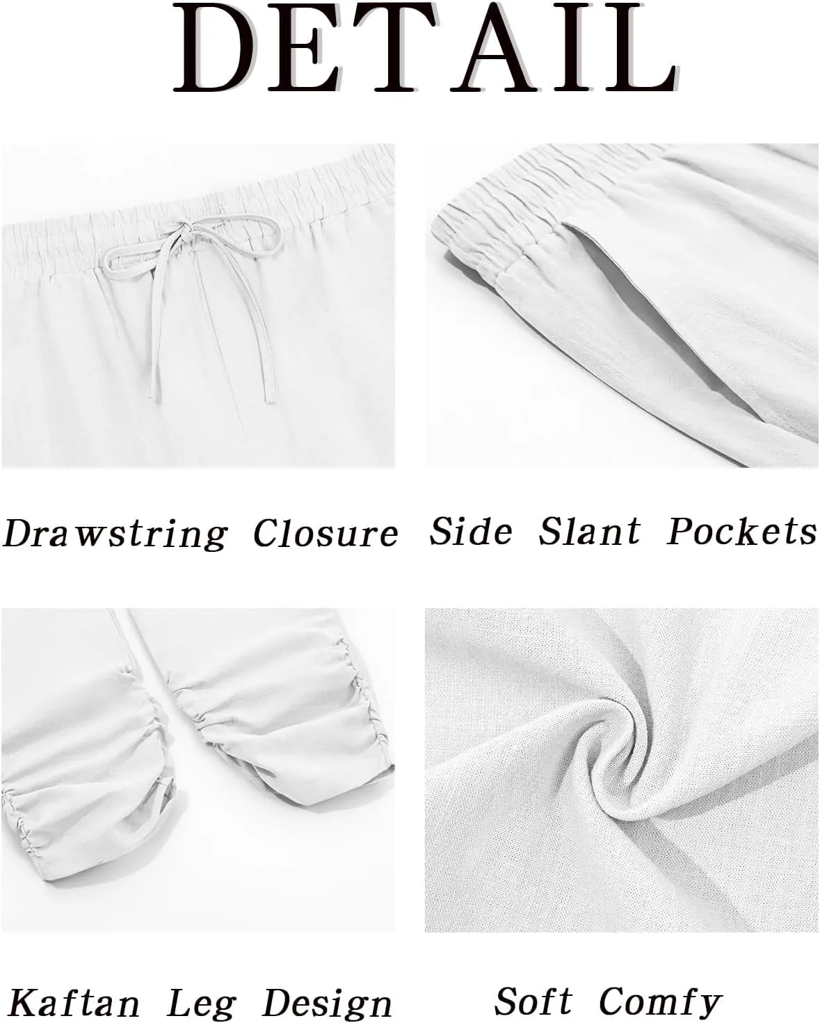 Runcati Mens Kaftan Thobe Pants Cotton Casual Elastic Waist Drawstring Muslim Trousers Summer Yoga Kurta Pants with Pockets