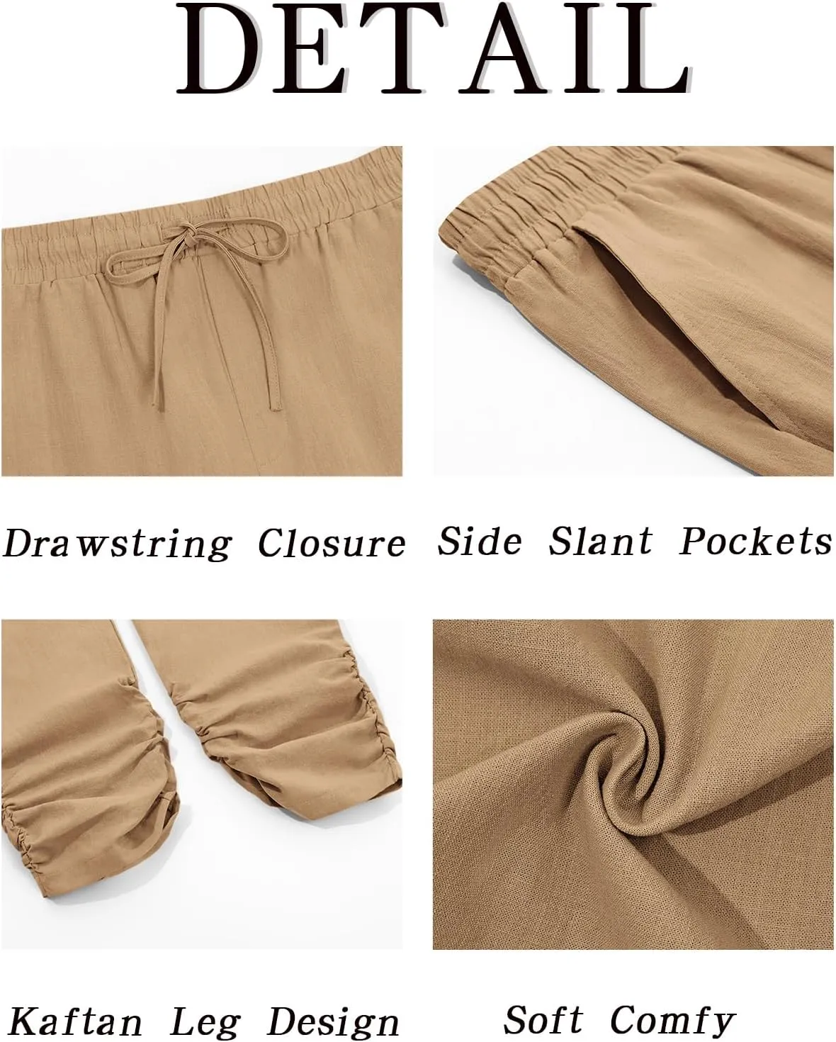 Runcati Mens Kaftan Thobe Pants Cotton Casual Elastic Waist Drawstring Muslim Trousers Summer Yoga Kurta Pants with Pockets