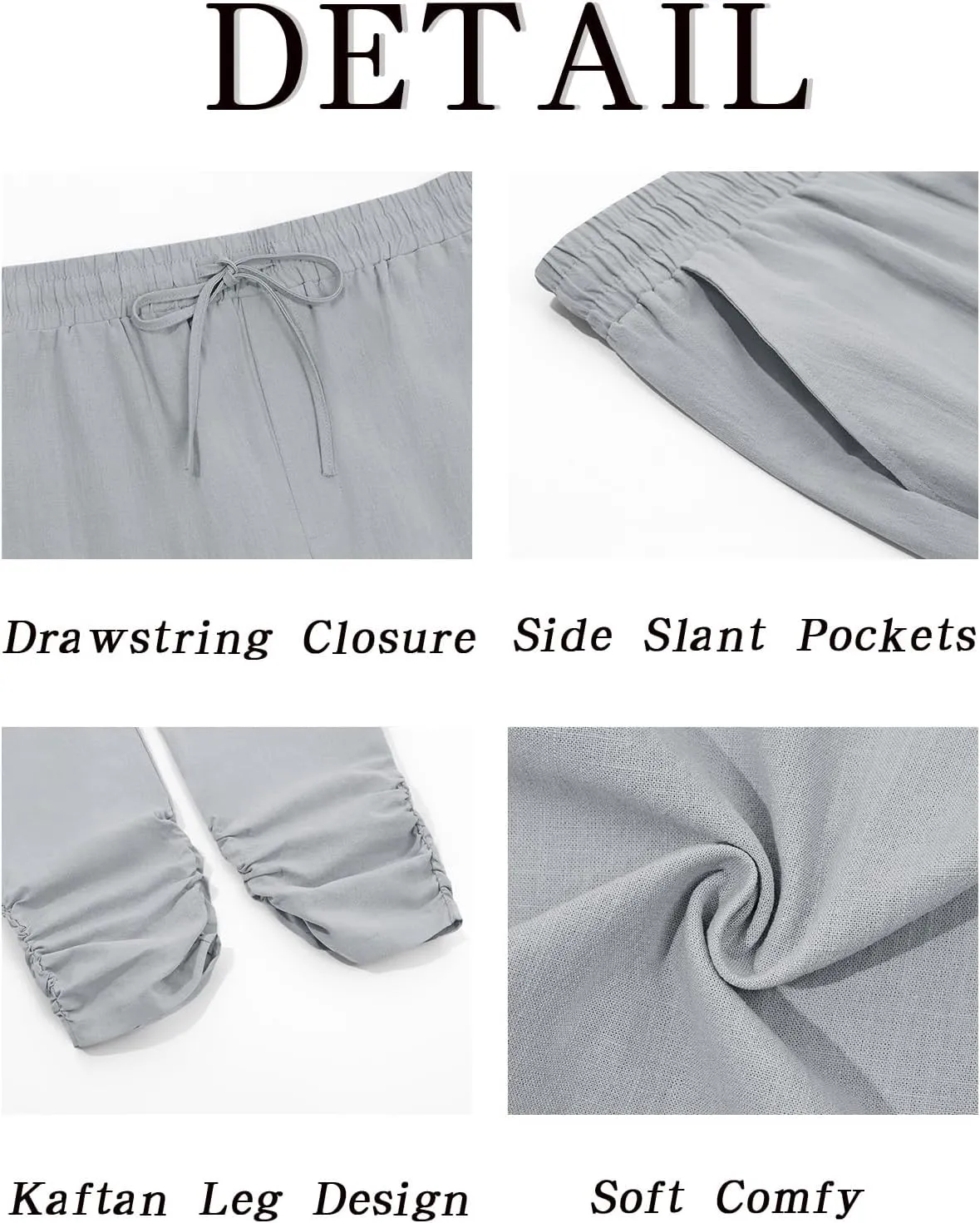 Runcati Mens Kaftan Thobe Pants Cotton Casual Elastic Waist Drawstring Muslim Trousers Summer Yoga Kurta Pants with Pockets