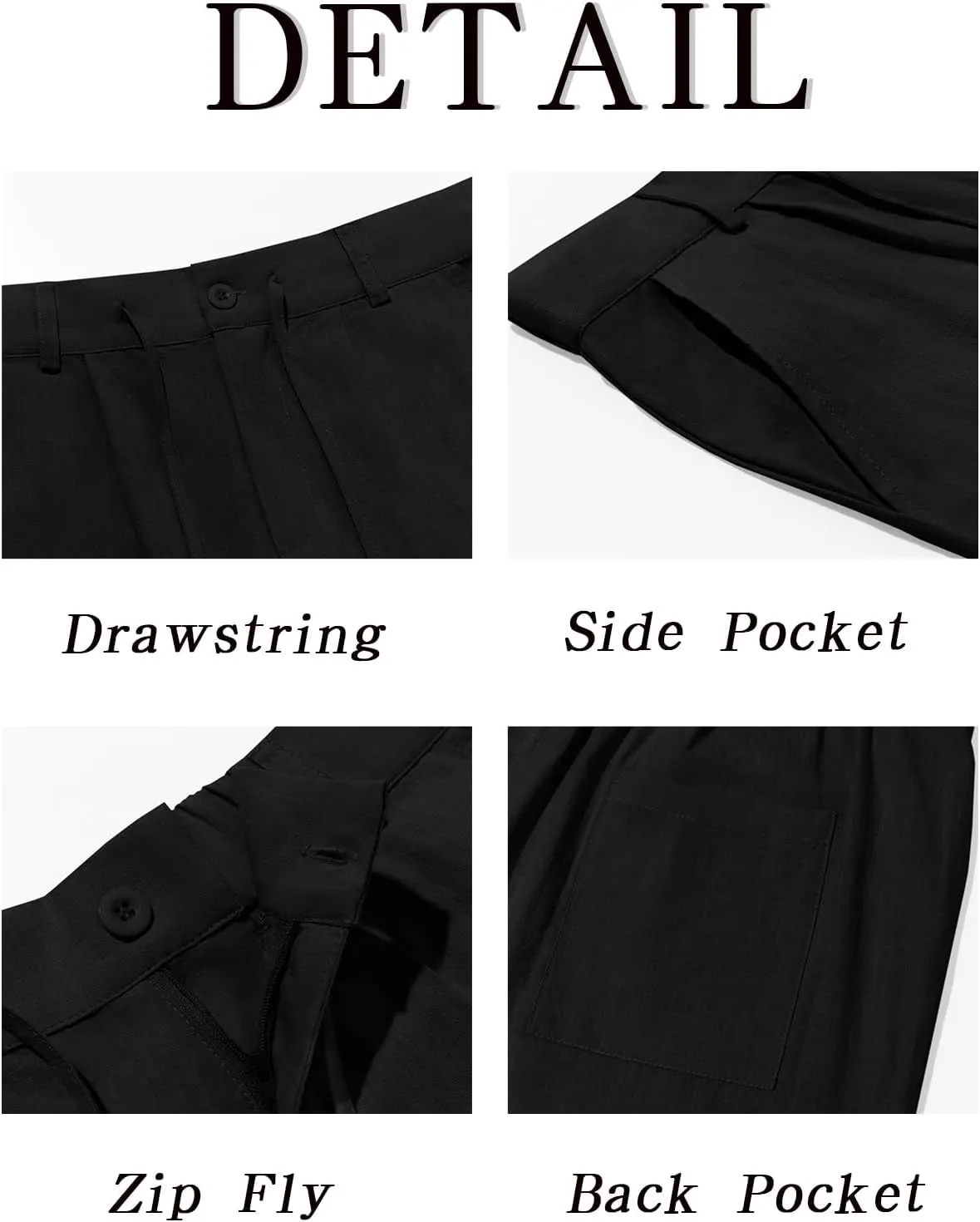 Runcati Mens Linen Cotton Casual Pants Elastic Waist Drawstring Lightweight Pants Loose Fit Summer Beach Yoga Trousers