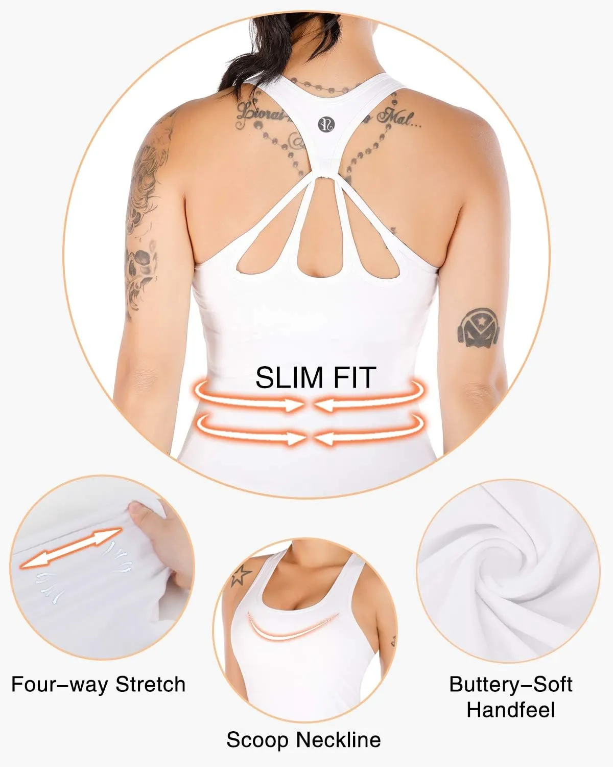 RUNNING GIRL Workout Tank Tops with Built in Bras for Women,Compression Shirt Strappy Back Athletic Yoga Tops
