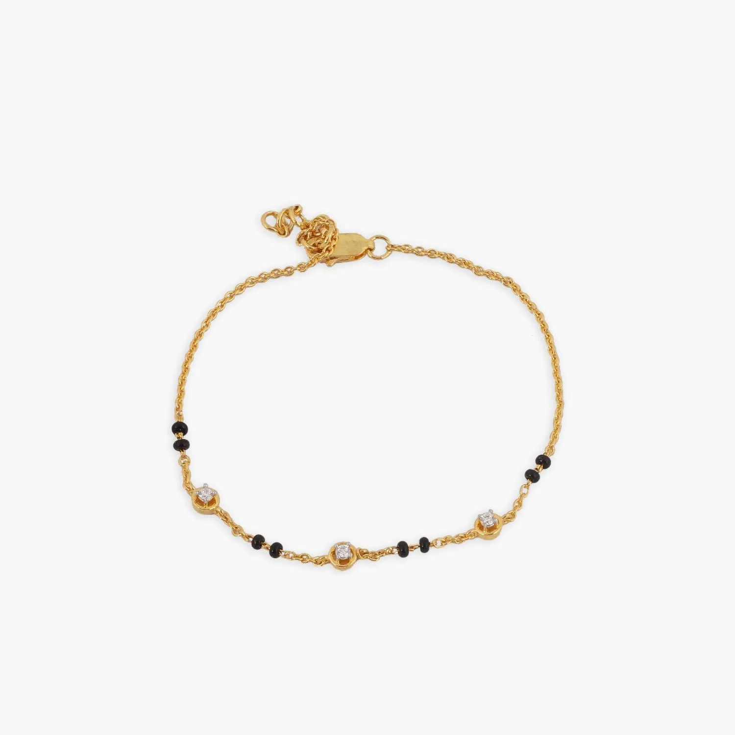 Sacttered CZ Charms Silver Black Bead Bracelet