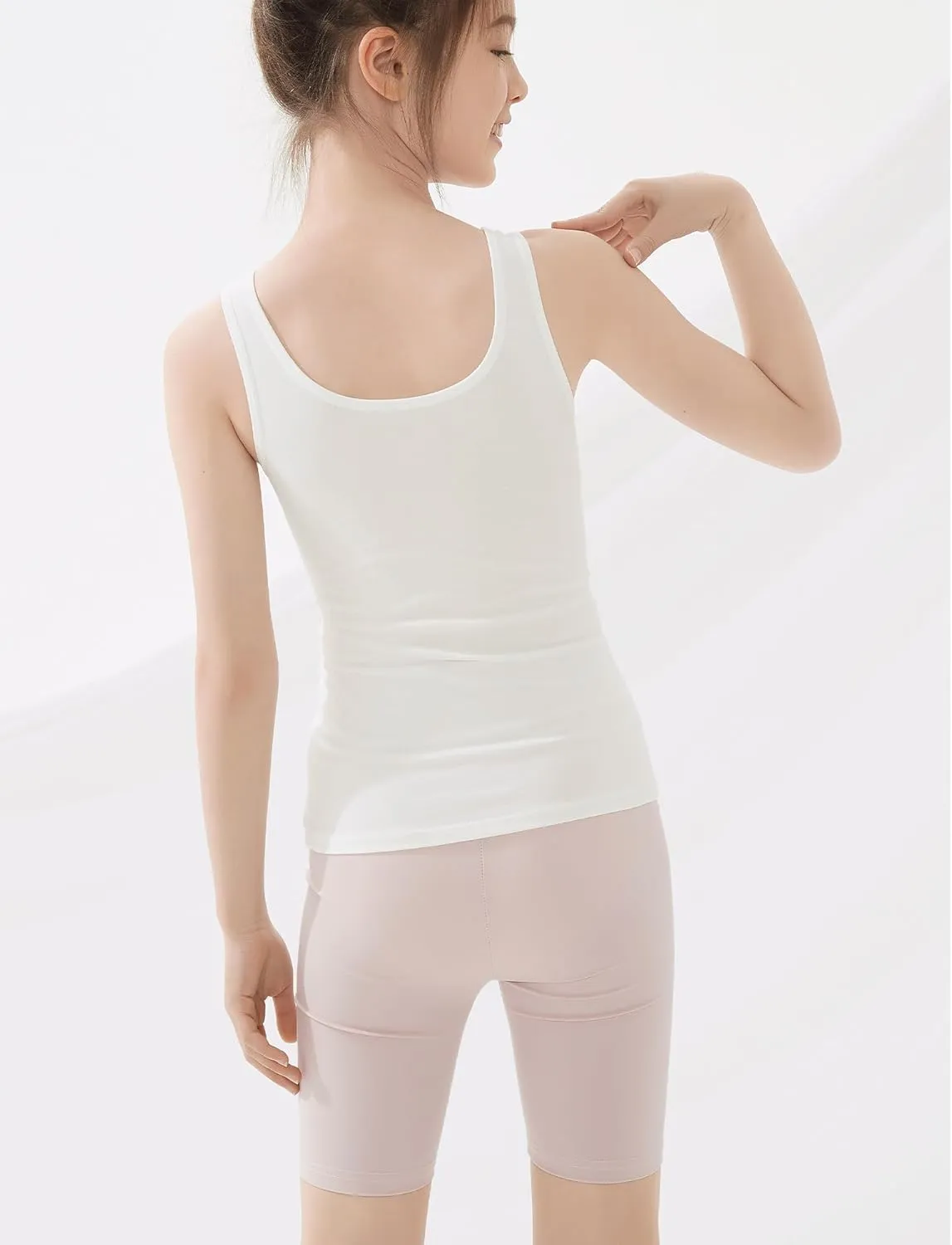 SEAUR Kids Girls Cami Tank Top Sleeveless Cotton Undershirts Breathable Camisoles with Shelf Bras