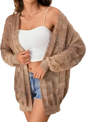 SHENHE Women's Crochet Lightweight Cardigan Beach Swim Cover Up Summer Open Front Colorful Kimonos
