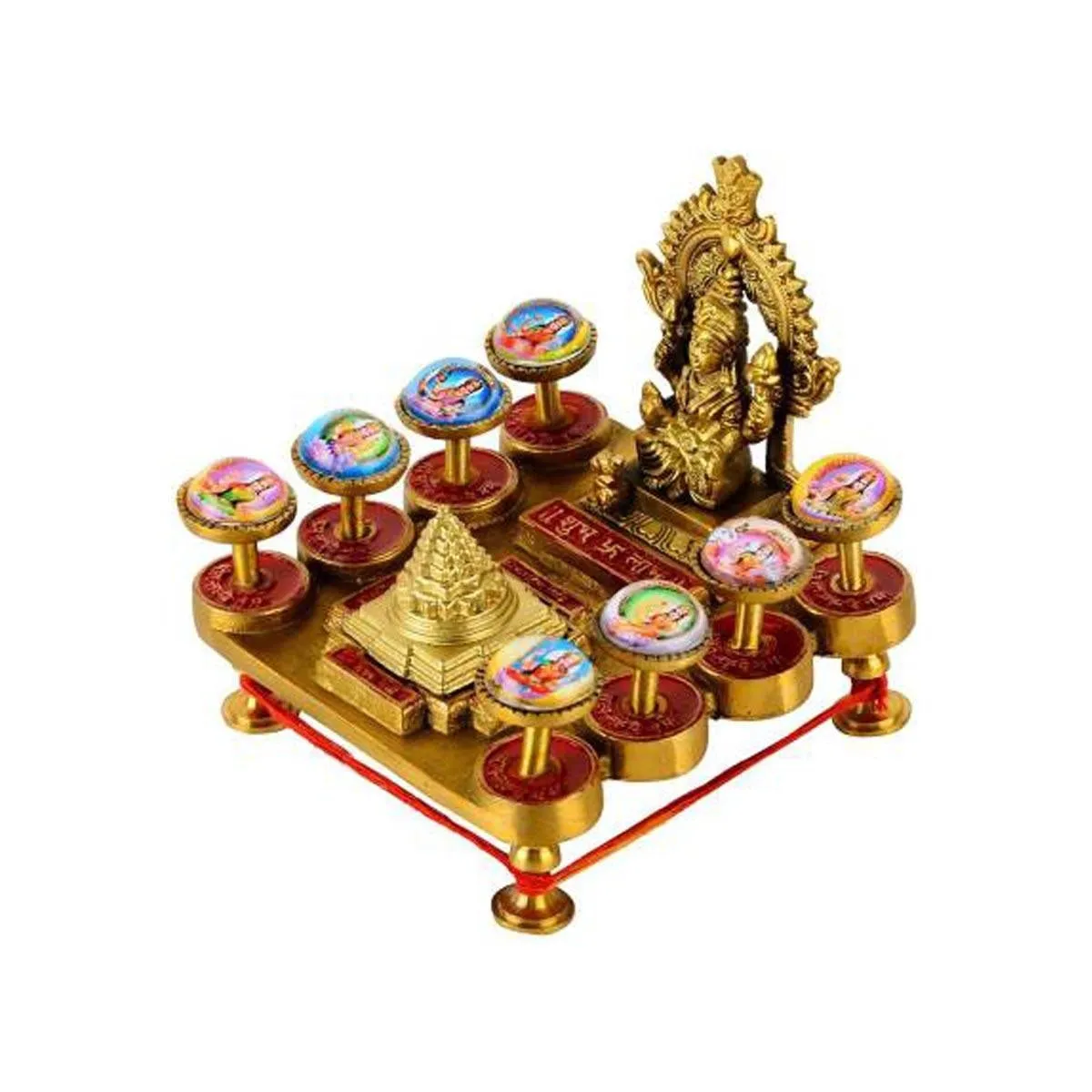 Shree Ashta Laxmi with Shri Yantra Chowki in Pure Brass
