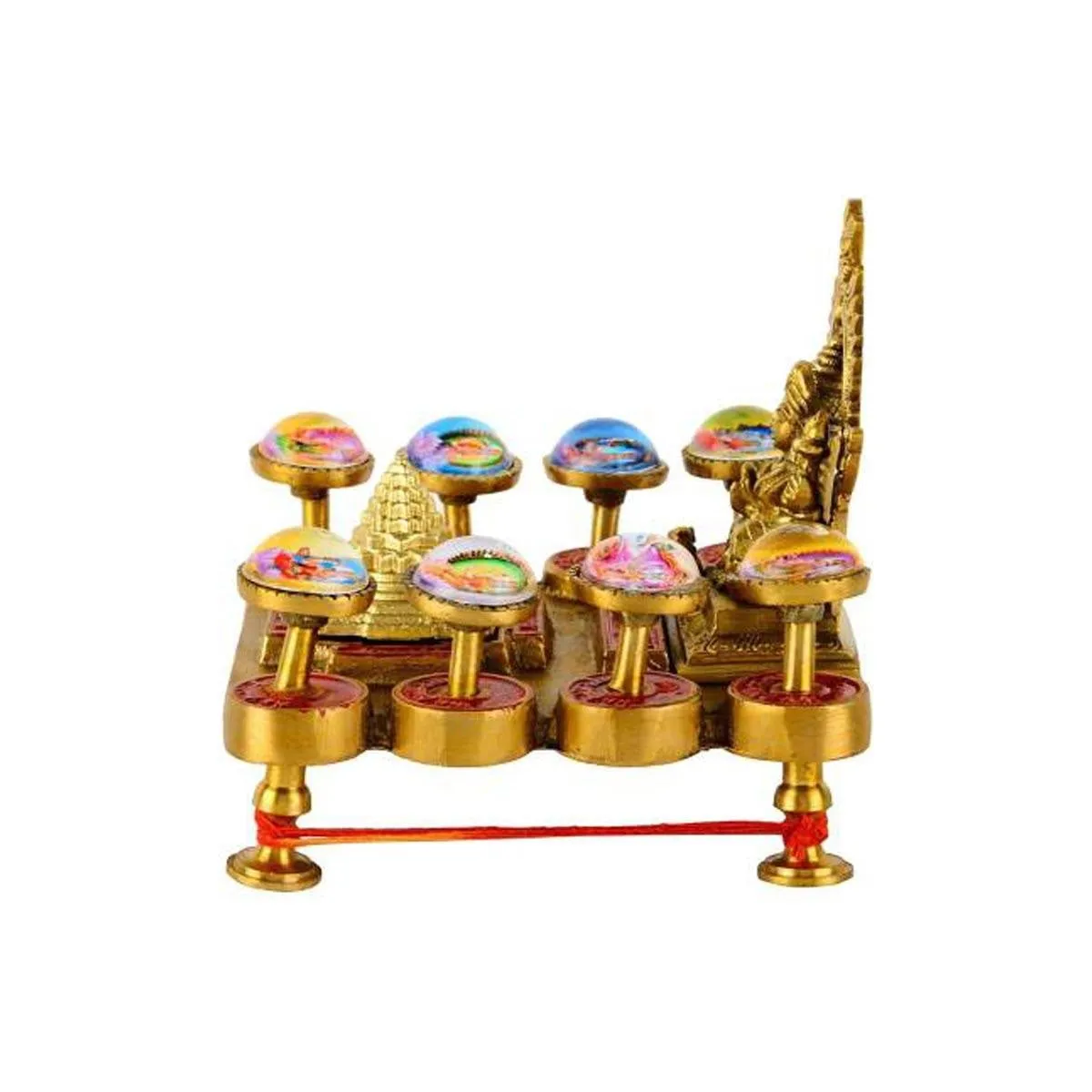 Shree Ashta Laxmi with Shri Yantra Chowki in Pure Brass